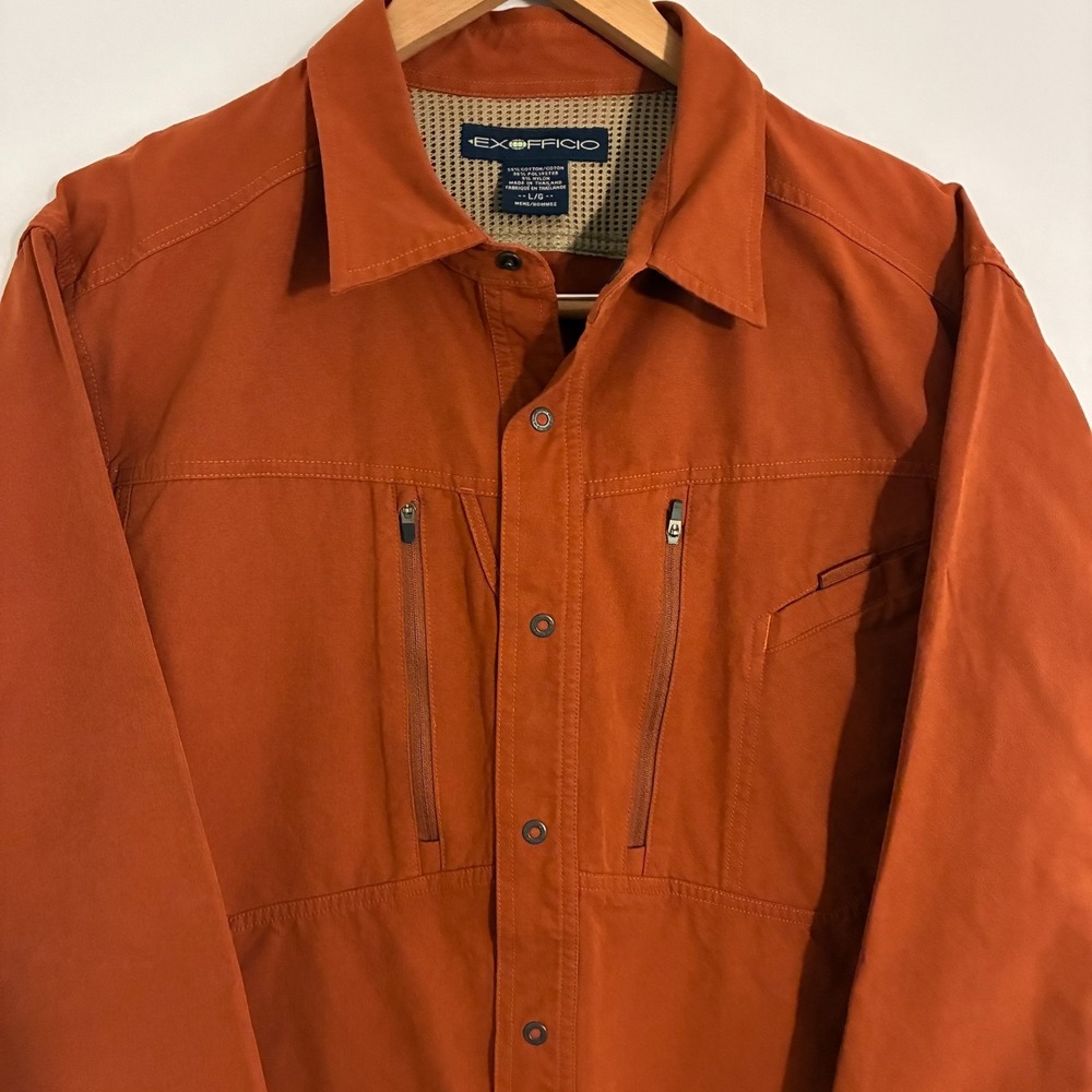 Exofficio Shirt Mens L Snap Up Long Sleeve Heavyweight Hiking Travel Gorpcore - Picture 2 of 9